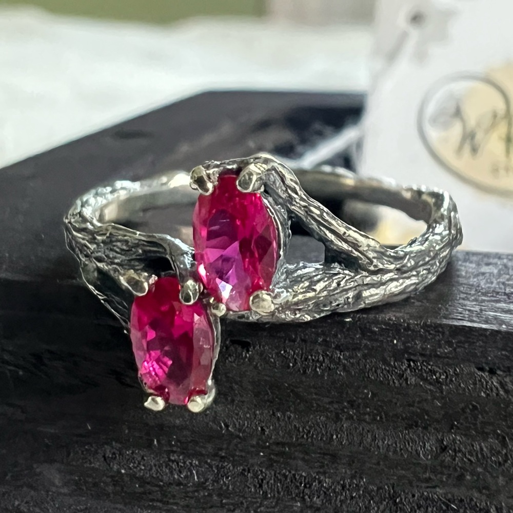 Ruby Stones Tree Twig Ring